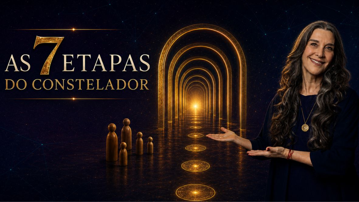 Escadaria dourada ascendente entre névoa azul petróleo